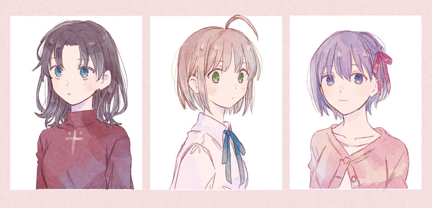 artoria pendragon, saber, tohsaka rin, and matou sakura (fate and 1 more) drawn by machi_(uqyjee)