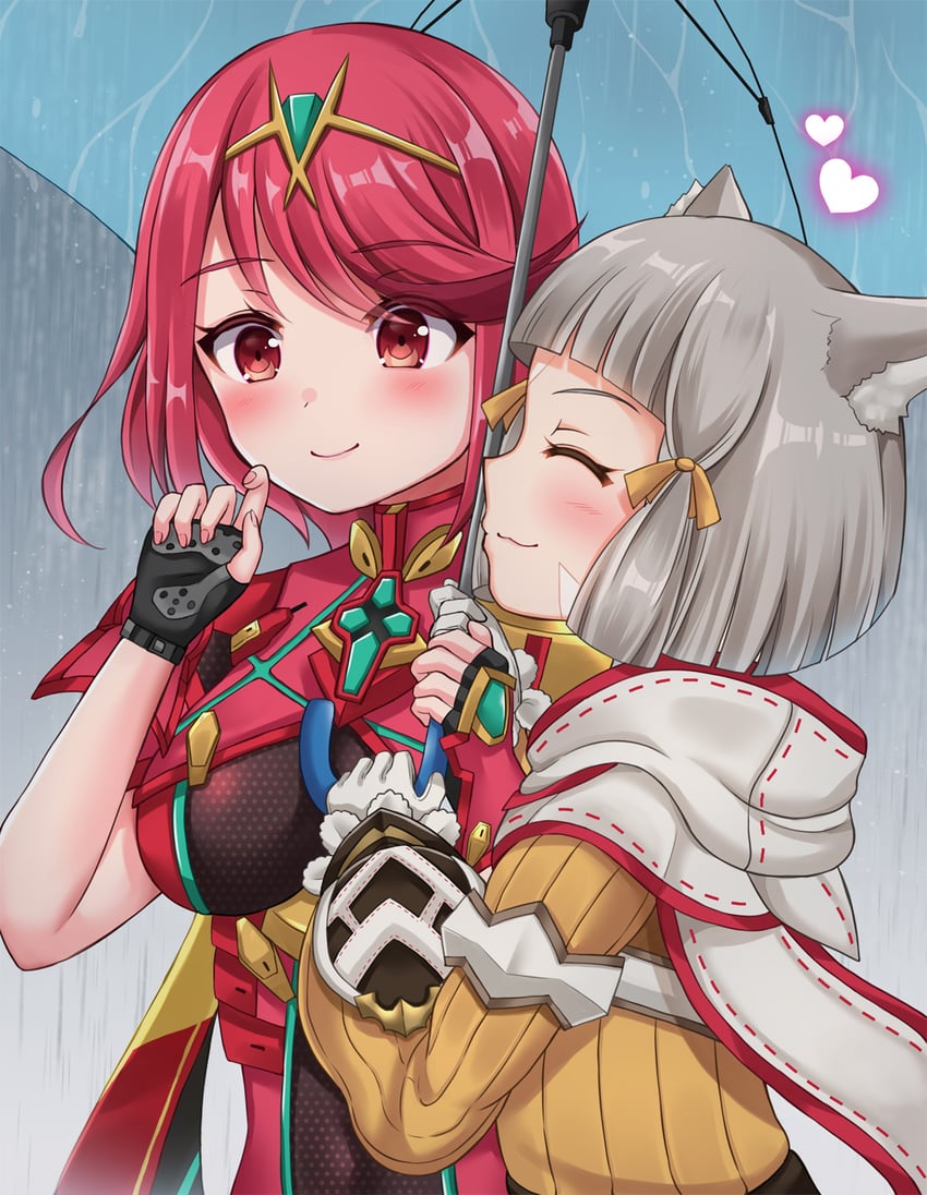 pyra and nia (xenoblade chronicles and 1 more) drawn by kurume_sml