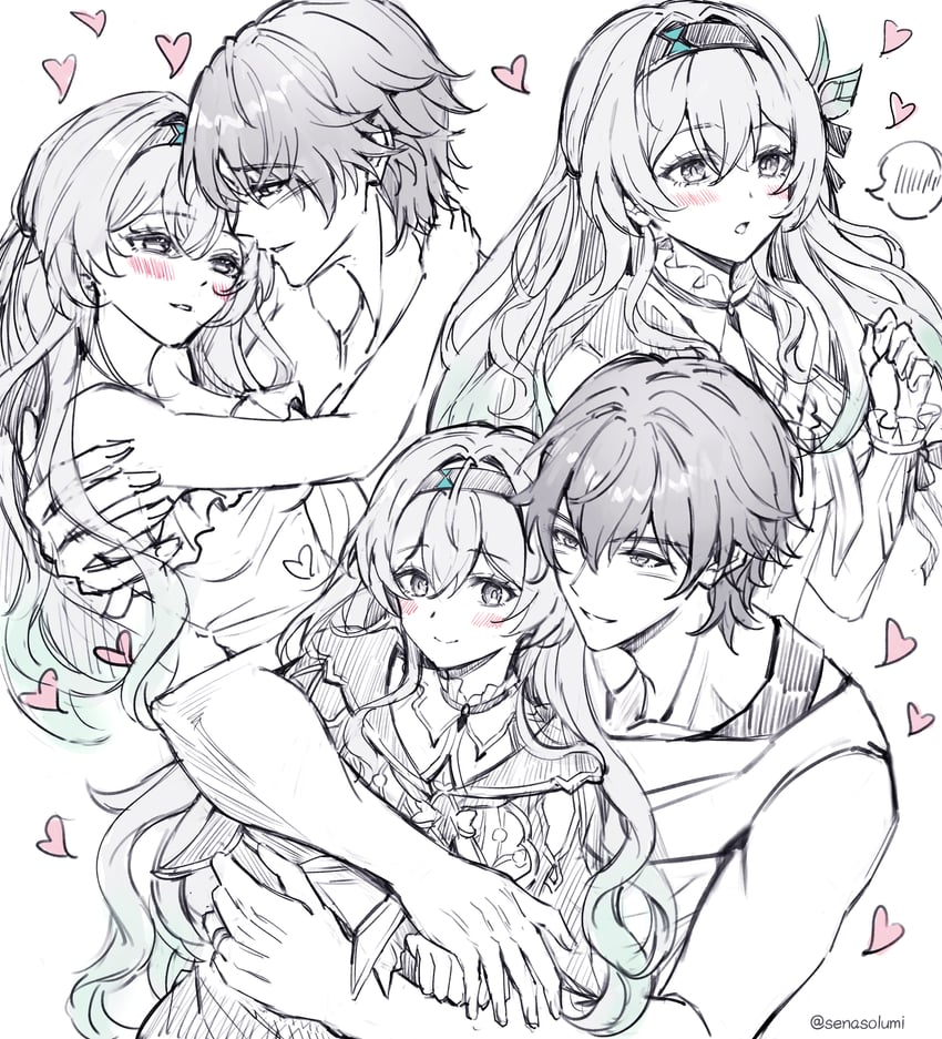 trailblazer, firefly, and caelus (honkai and 1 more) drawn by senasolumi