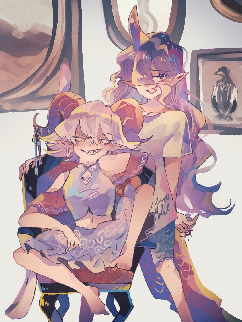 toutetsu yuuma and tenkajin chiyari (touhou) drawn by ratto_(mobilis_1870)
