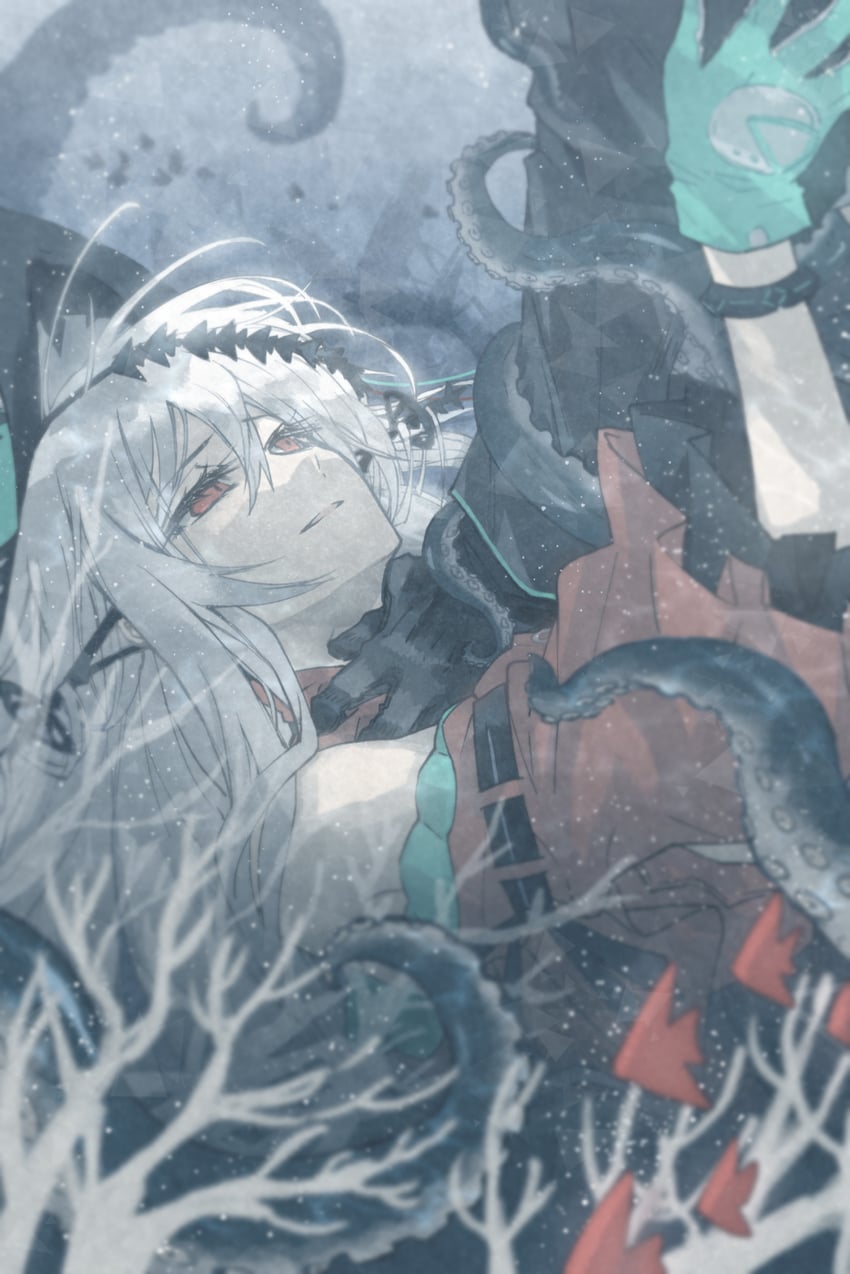 doctor, skadi, and skadi the corrupting heart (arknights) drawn by morini_ochiteru