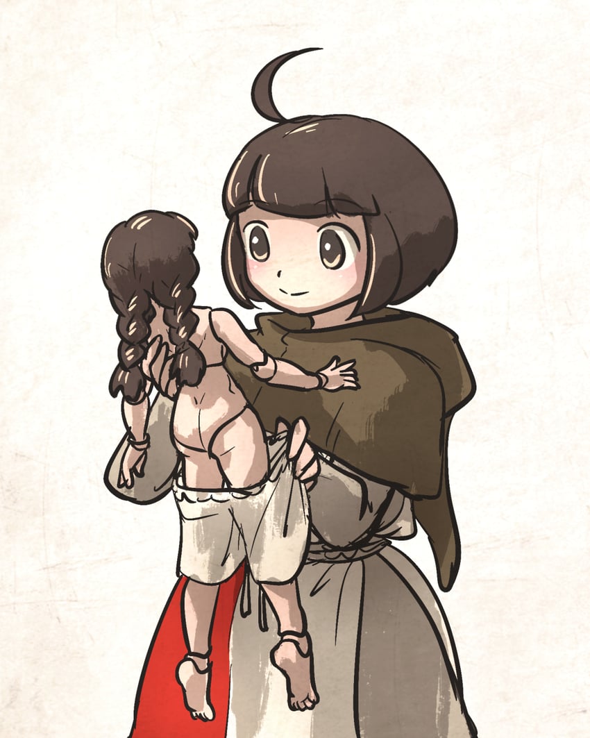 twin braids sister and ahoge page (ordo mediare sisters) drawn by ironlily
