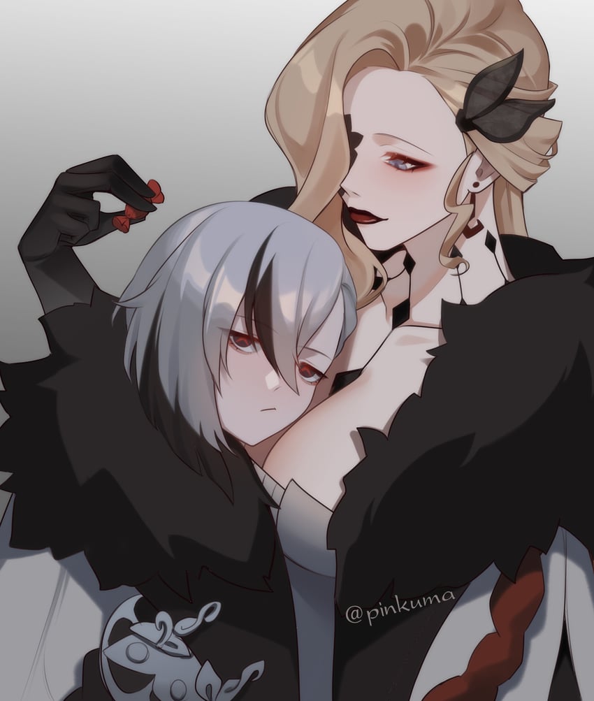 arlecchino and signora (genshin impact) drawn by pinkuma