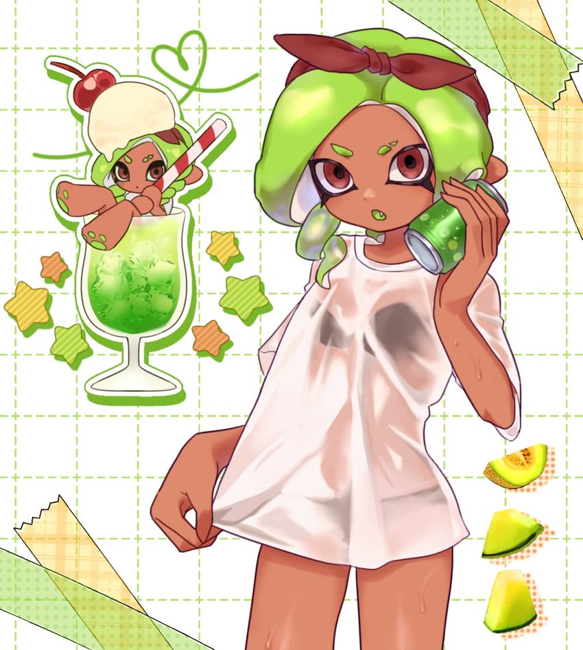 octoling player character and octoling girl (splatoon) drawn by ikki_(gsl_9708)