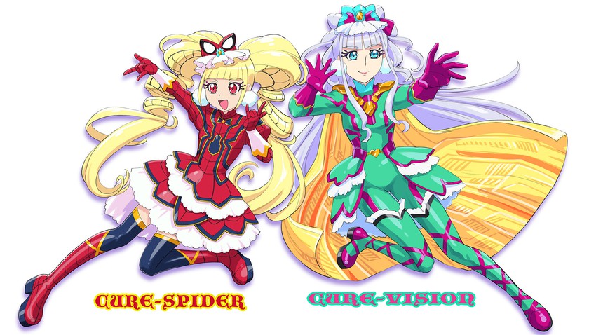 spider-man, ruru amour, aisaki emiru, cure macherie, vision, and 1 more (precure and 6 more) drawn by ueyama_michirou