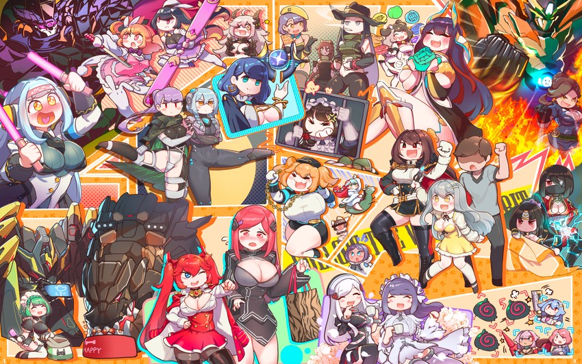 commander, may of doom, hachiko of castling, night angel, fortune, and 32 more (last origin) drawn by hoyo