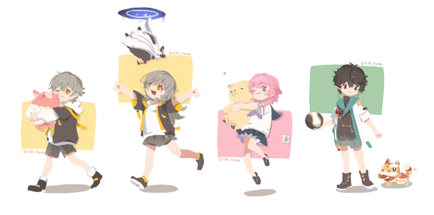 trailblazer, stelle, march 7th, caelus, dan heng, and 4 more (honkai and 1 more) drawn by 2134twone