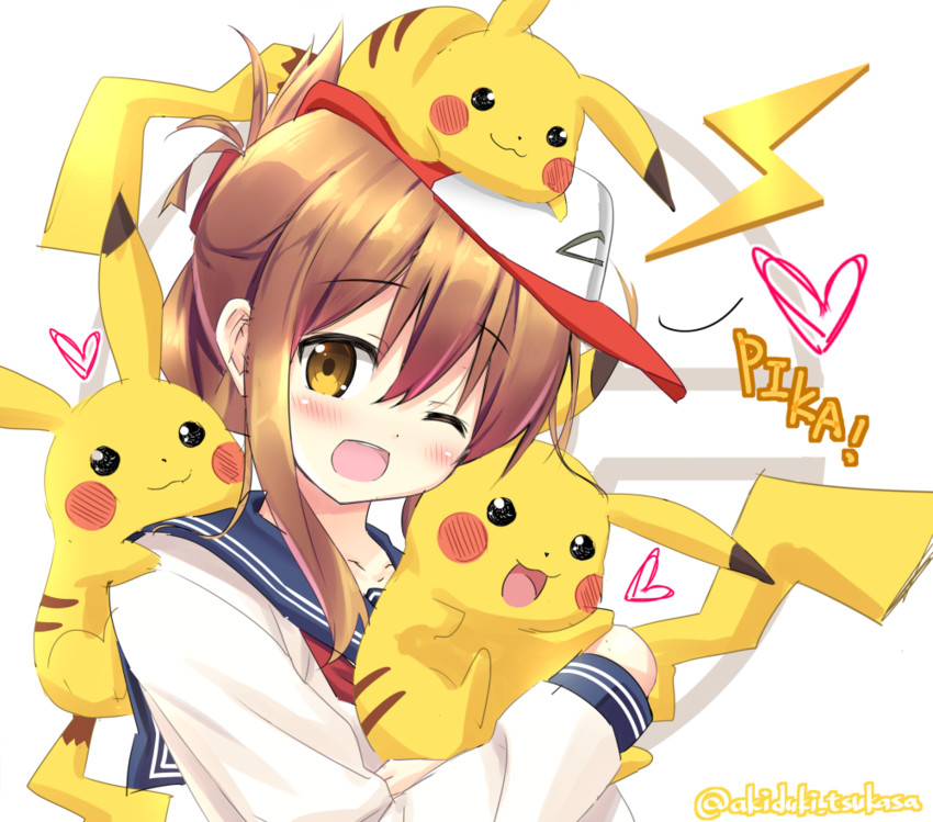 pikachu and inazuma (kantai collection and 1 more) drawn by akizuki_tsukasa
