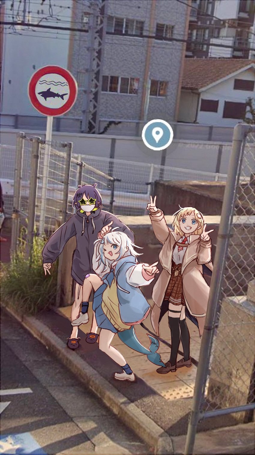 gawr gura, ninomae ina'nis, and watson amelia (hololive and 1 more) drawn by yuuyu_(777)