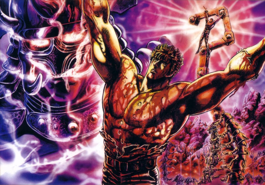 kenshiro and kaioh (hokuto no ken) drawn by hara_tetsuo