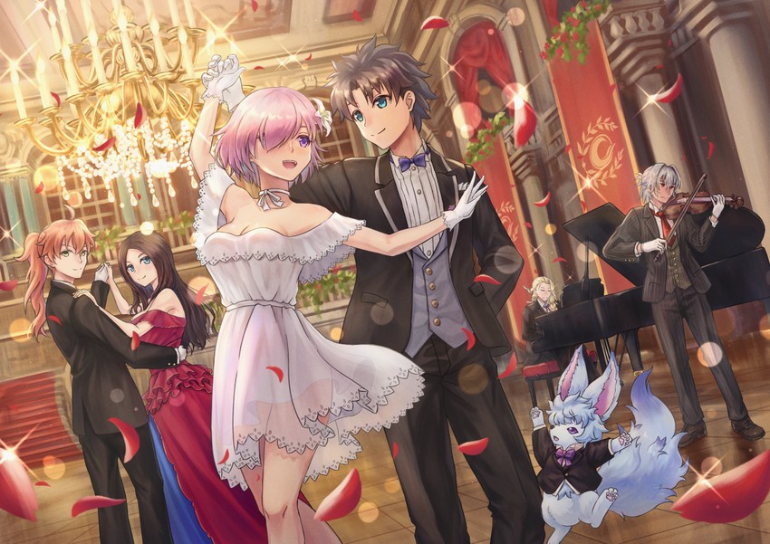 mash kyrielight, fujimaru ritsuka, fou, leonardo da vinci, romani archaman, and 2 more (fate and 1 more) drawn by tsukizaki_shizuka
