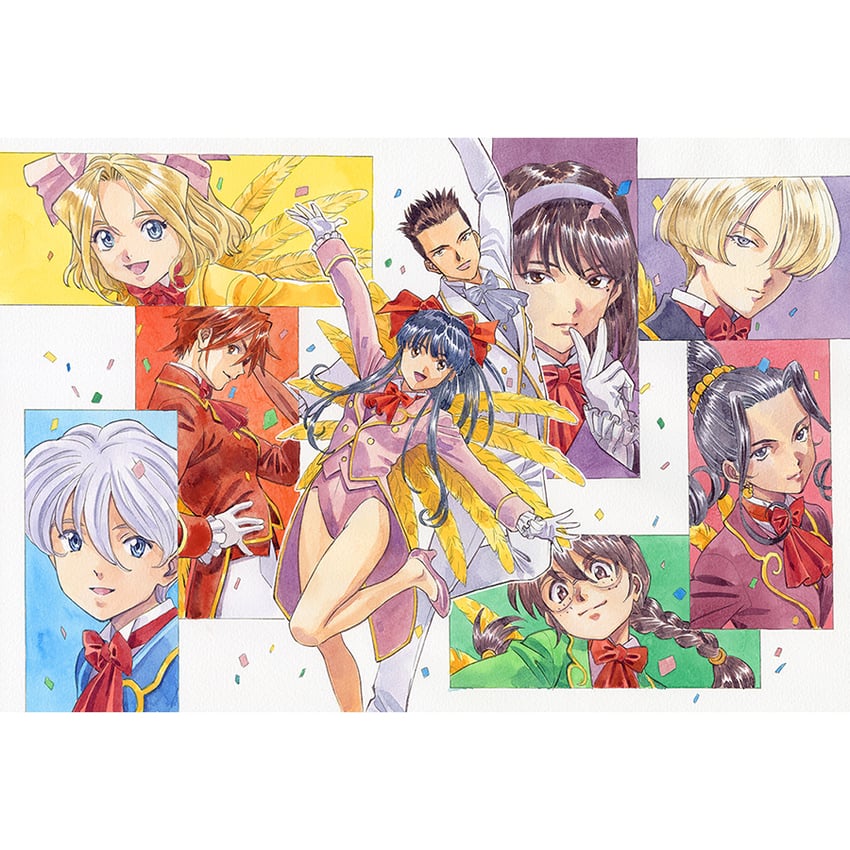 shinguuji sakura, kanzaki sumire, iris chateaubriand, ri kouran, maria tachibana, and 4 more (sakura taisen and 1 more) drawn by matsubara_hidenori