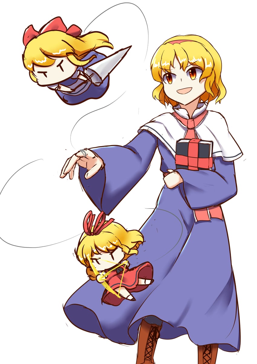 alice margatroid, shanghai doll, and hourai doll (touhou) drawn by umiudon178