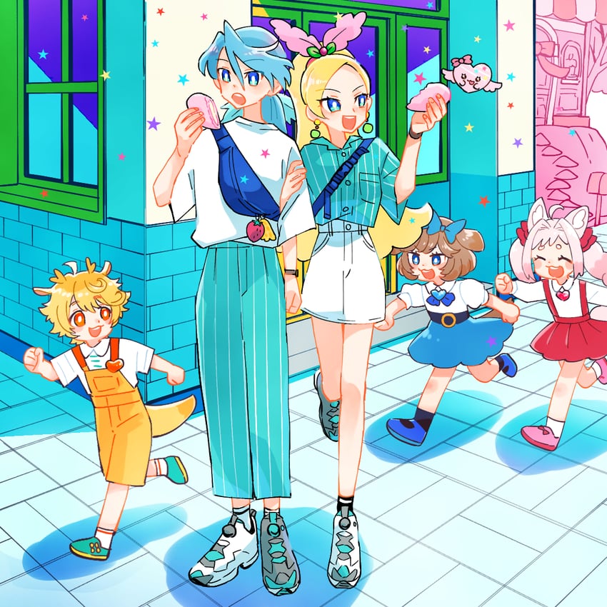 kirahoshi ciel, kome-kome, pam-pam, pikario, recipipi, and 2 more (precure and 2 more) drawn by ton_(ton39342104)