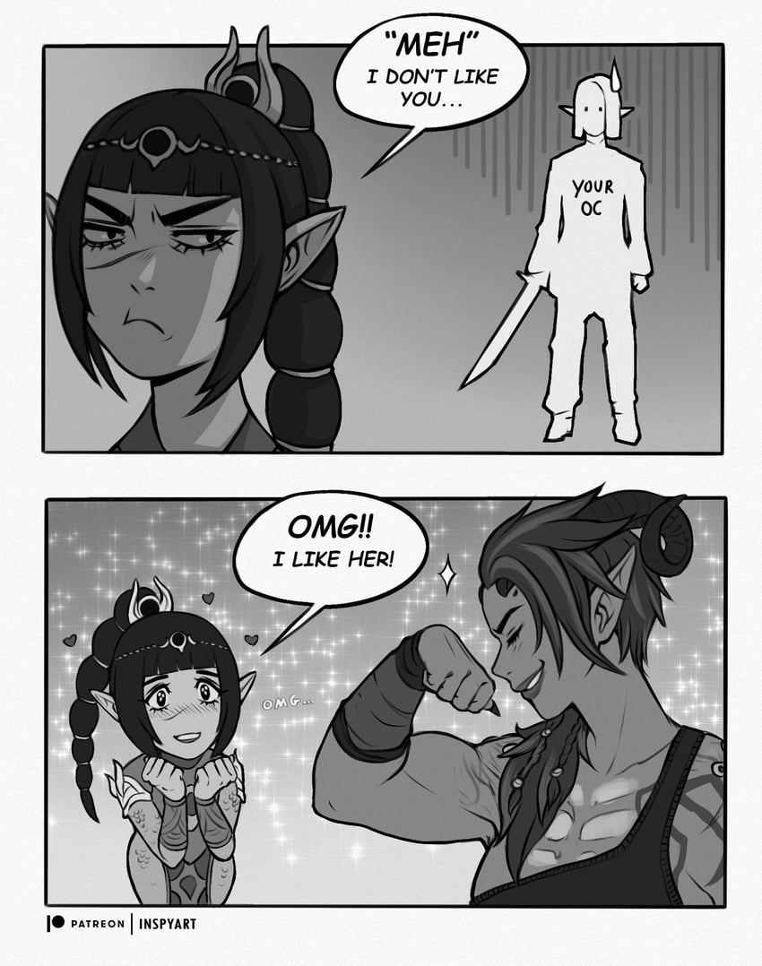 shadowheart and karlach (dungeons & dragons and 2 more) drawn by inspy_art