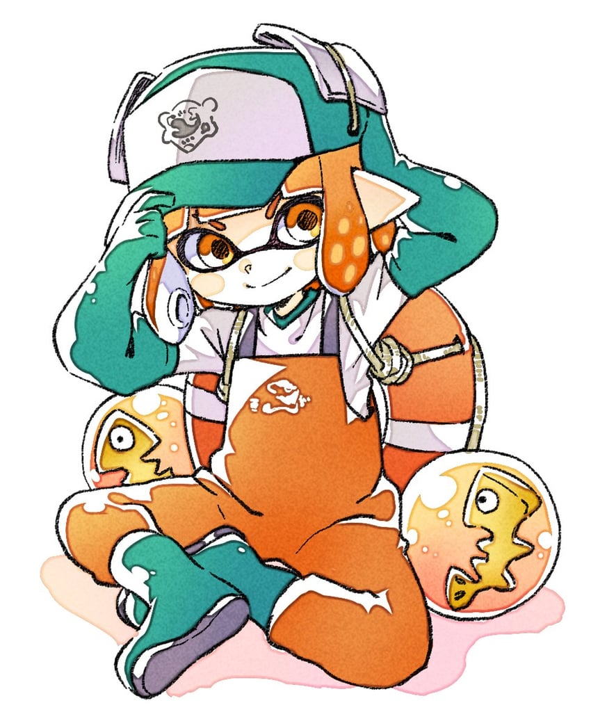 inkling player character and inkling girl (splatoon and 1 more) drawn by sen_squid