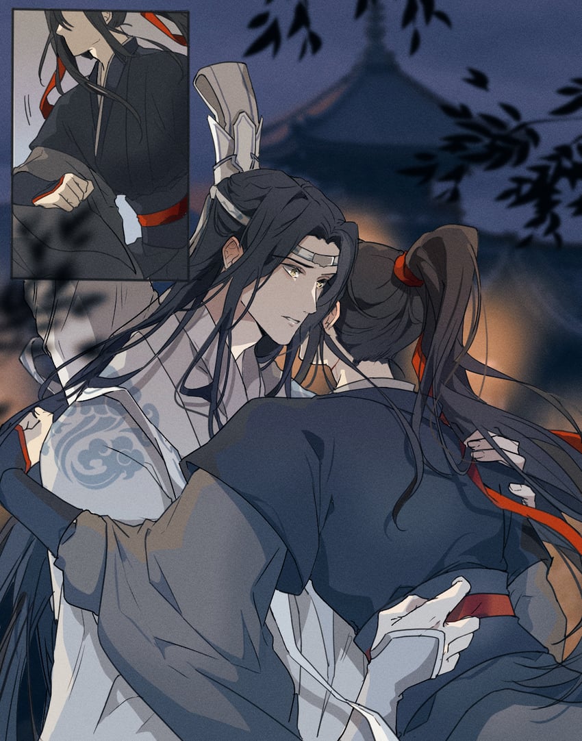 wei wuxian and lan wangji (modao zushi) drawn by ronpu_cooing