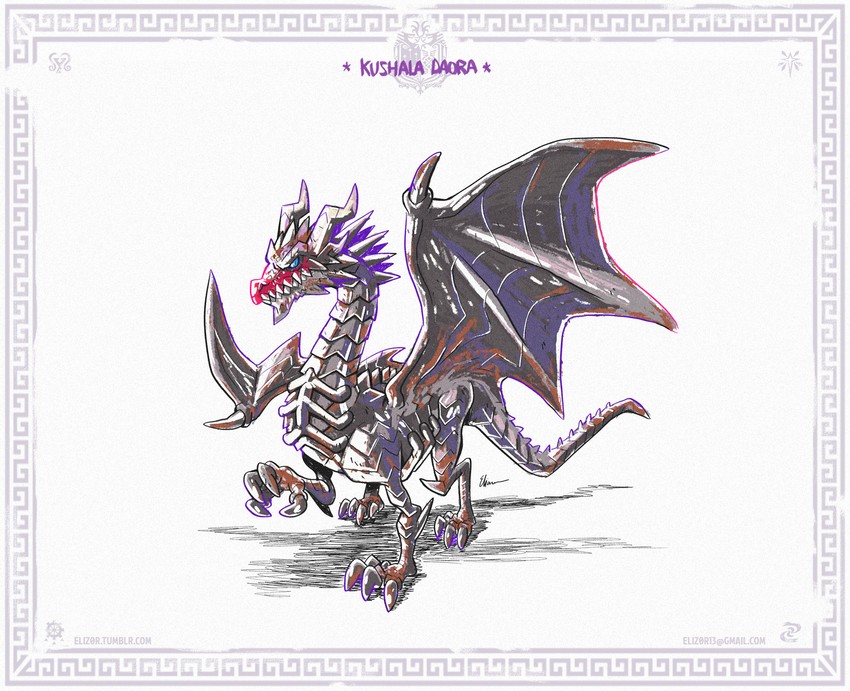 kushala daora (monster hunter and 1 more) drawn by eliz0r