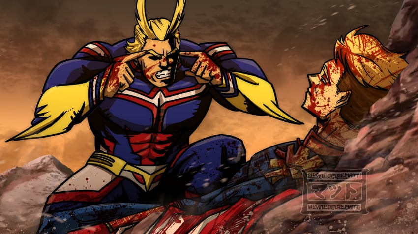 all might and homelander (boku no hero academia and 2 more) drawn by wildfirematt