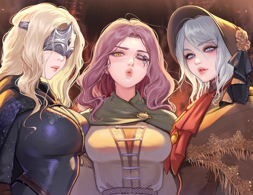 melina, plain doll, and fire keeper (elden ring and 4 more) drawn by prywinko