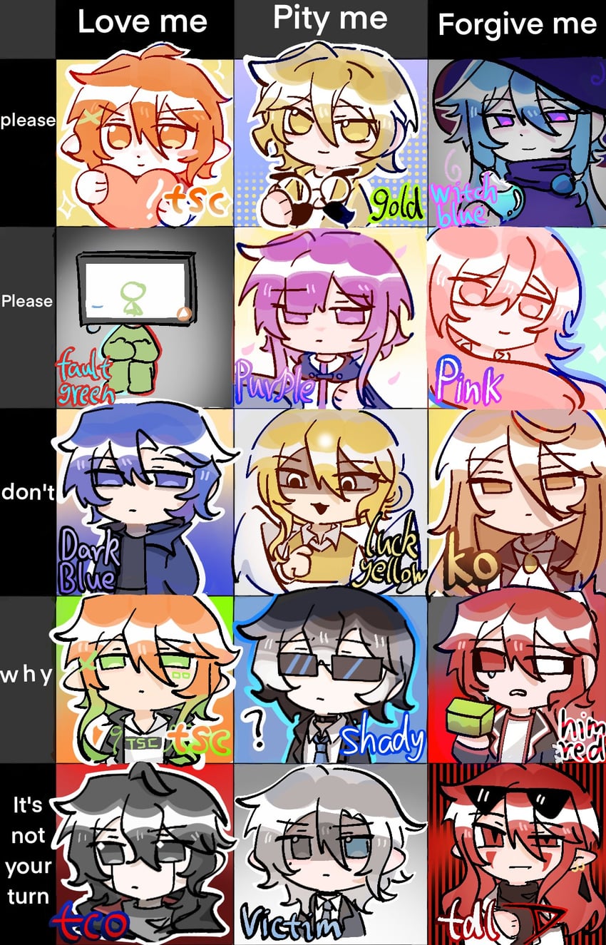 red, green, orange, blue, yellow, and 9 more (animator vs. animation and 1 more) drawn by kkdbd1126