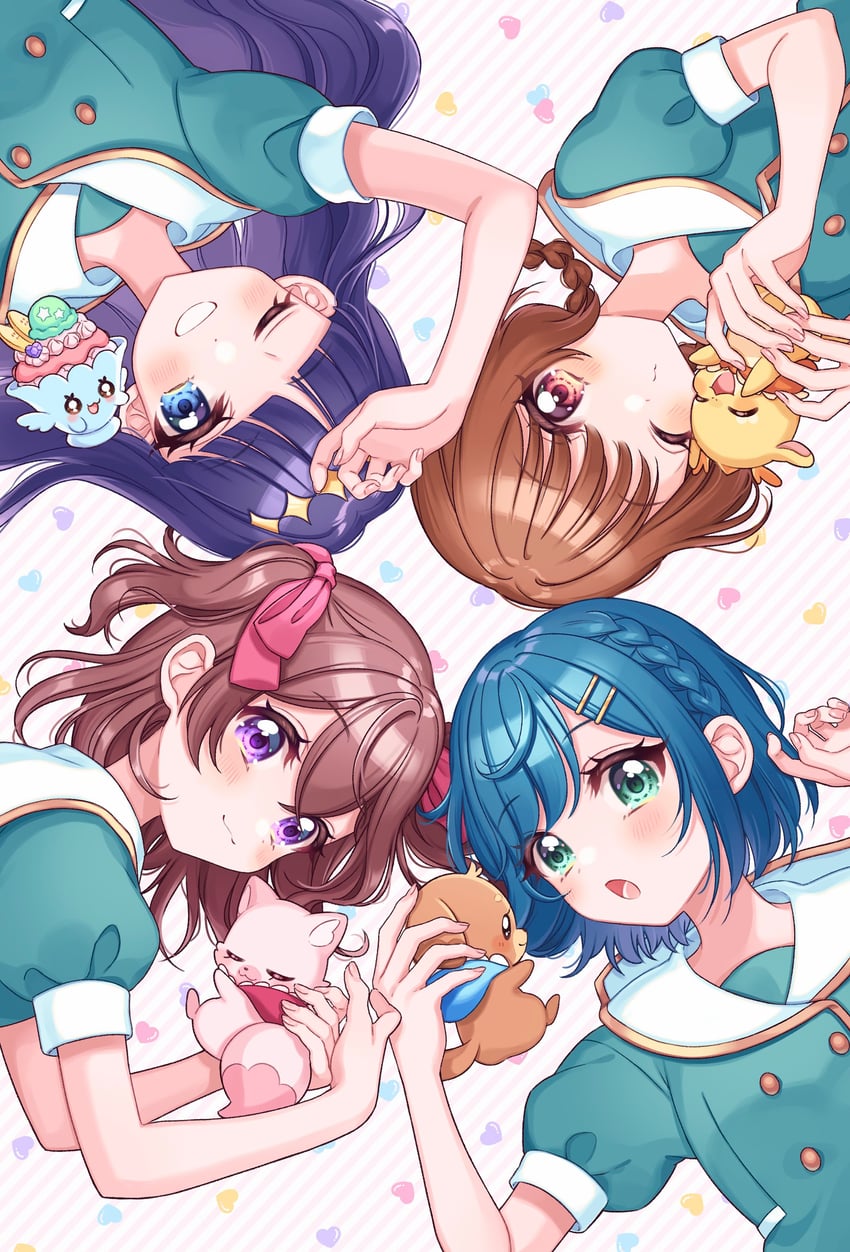nagomi yui, fuwa kokone, kasai amane, hanamichi ran, kome-kome, and 4 more (precure and 1 more) drawn by kuzumochi