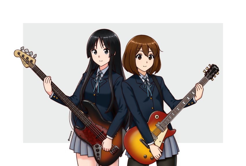 akiyama mio and hirasawa yui (k-on!) drawn by morynocle