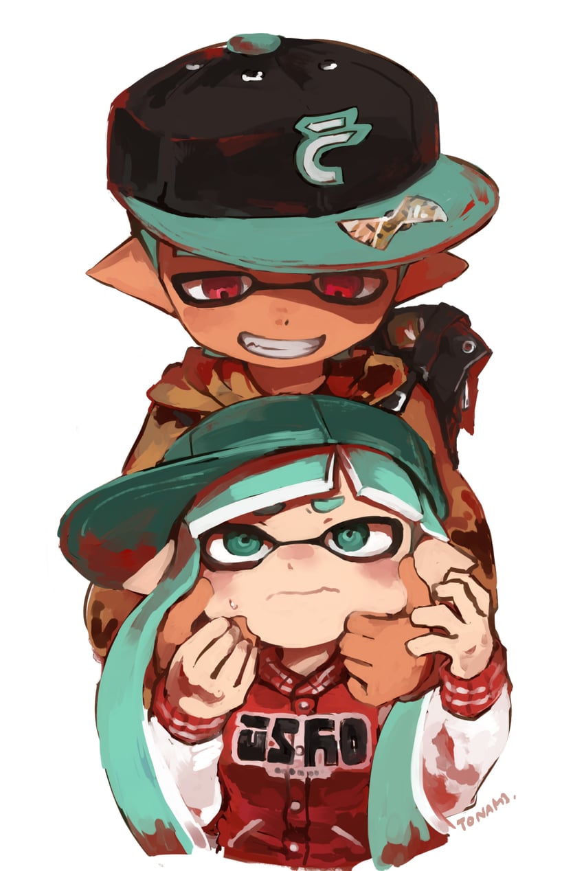 inkling player character, inkling girl, and inkling boy (splatoon) drawn by tona_bnkz