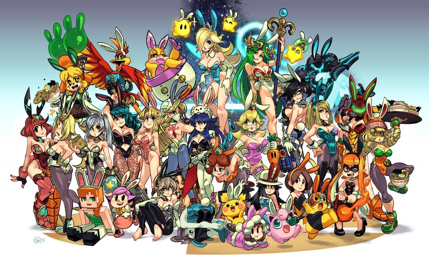 inkling player character, pikachu, princess zelda, inkling girl, pyra, and 33 more (pokemon and 31 more) drawn by alex_ahad