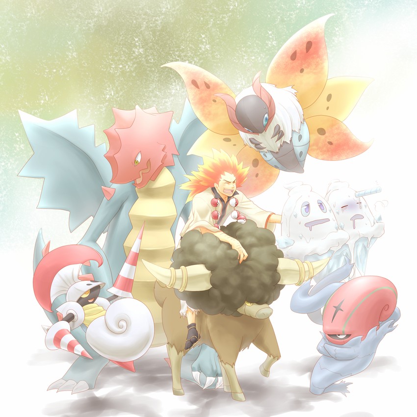 volcarona, alder, escavalier, druddigon, accelgor, and 1 more (pokemon and 1 more) drawn by rcg742