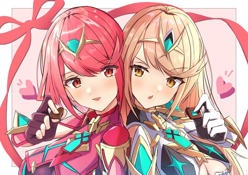 pyra and mythra (xenoblade chronicles and 1 more) drawn by karuushi