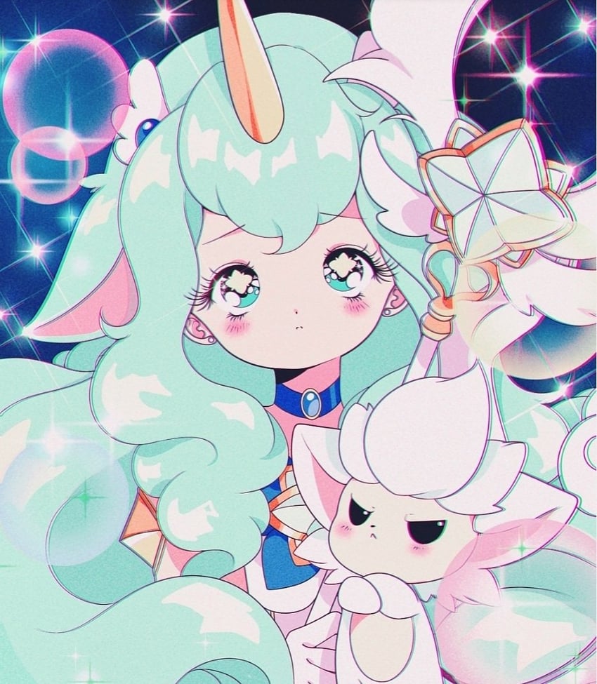 soraka and star guardian soraka (league of legends) drawn by honeymoonpetal