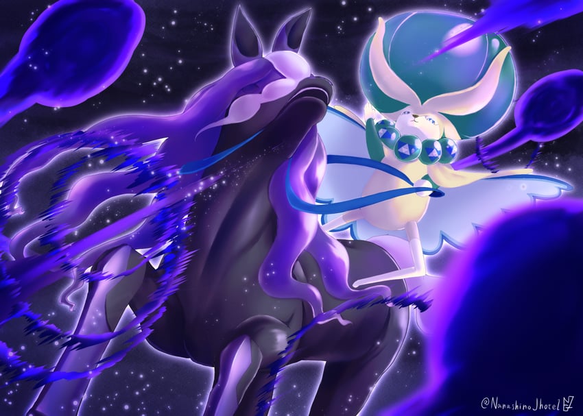calyrex and spectrier (pokemon) drawn by nostalgic_graphic_zone