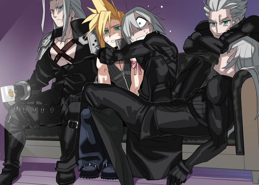 cloud strife, sephiroth, kadaj, yazoo, and loz (final fantasy and 2 more) drawn by sub_fan_art