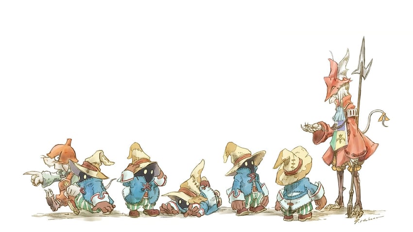 black mage, freija crescent, and puck (final fantasy and 1 more) drawn by itahana_toshiyuki