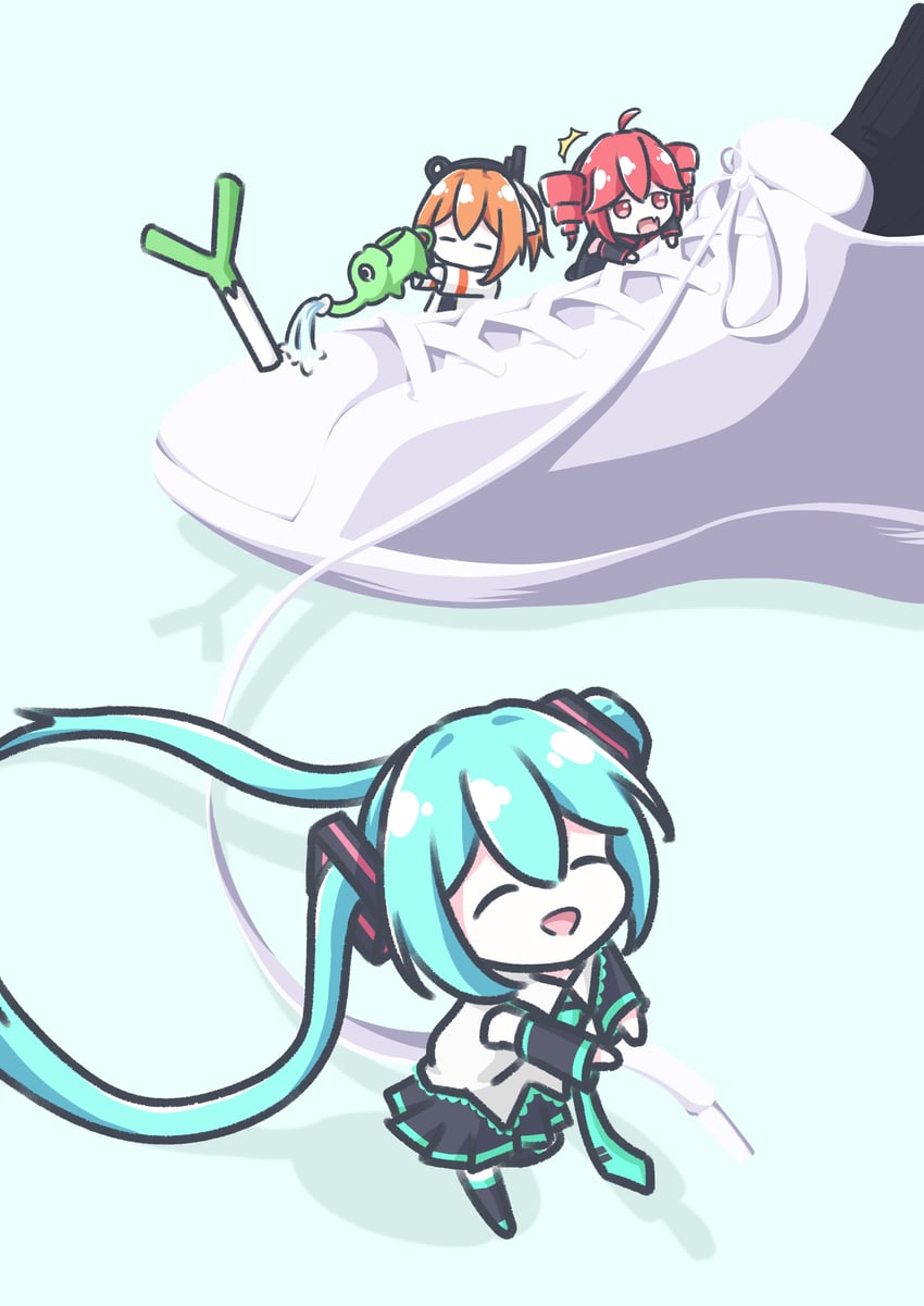 hatsune miku, kasane teto, and adachi rei (vocaloid and 2 more) drawn by cott_(cott_5)