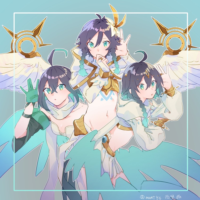 venti and wendy (genshin impact and 4 more) drawn by mamt56