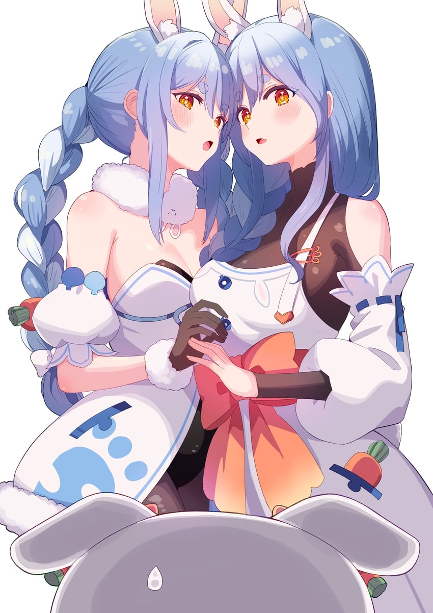 usada pekora, pekomama, and pekomon (hololive) drawn by cream_(nipakupa)