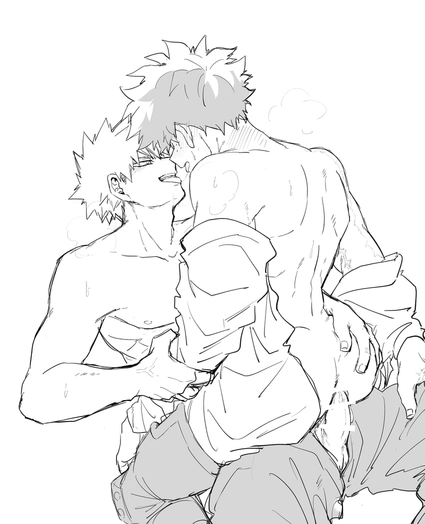 midoriya izuku and bakugou katsuki (boku no hero academia) drawn by tanuki_happa