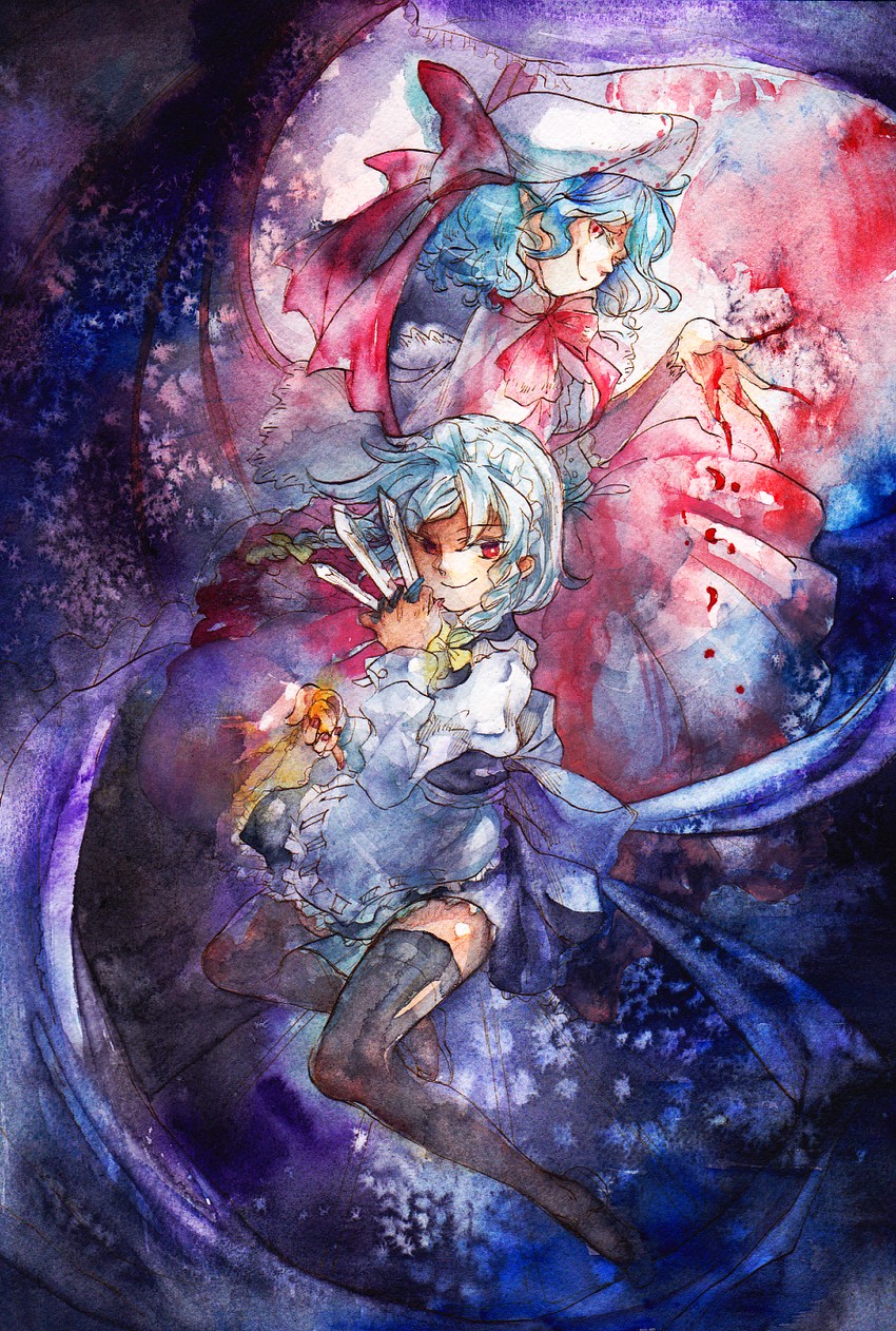 remilia scarlet and izayoi sakuya (touhou) drawn by campanula-star