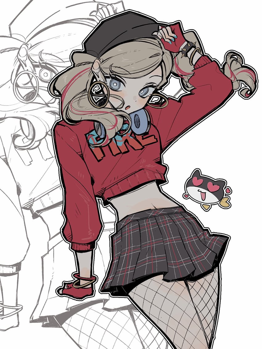 takamaki anne and morgana (persona and 3 more) drawn by sapoisfree