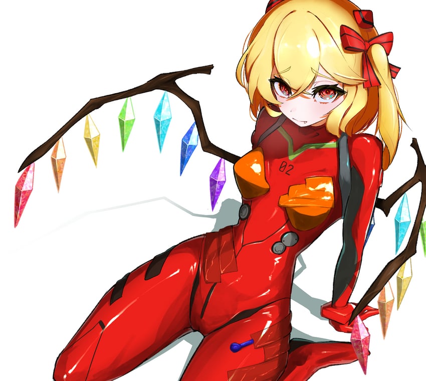 flandre scarlet and souryuu asuka langley (touhou and 3 more) drawn by shin_rin
