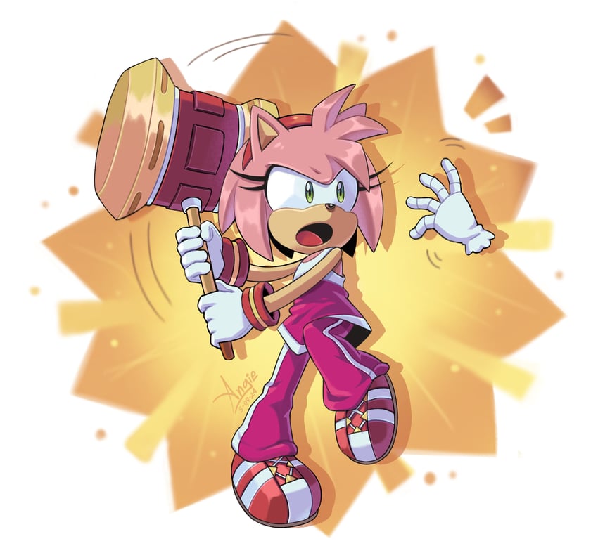 amy rose (sonic and 2 more) drawn by angiethecat