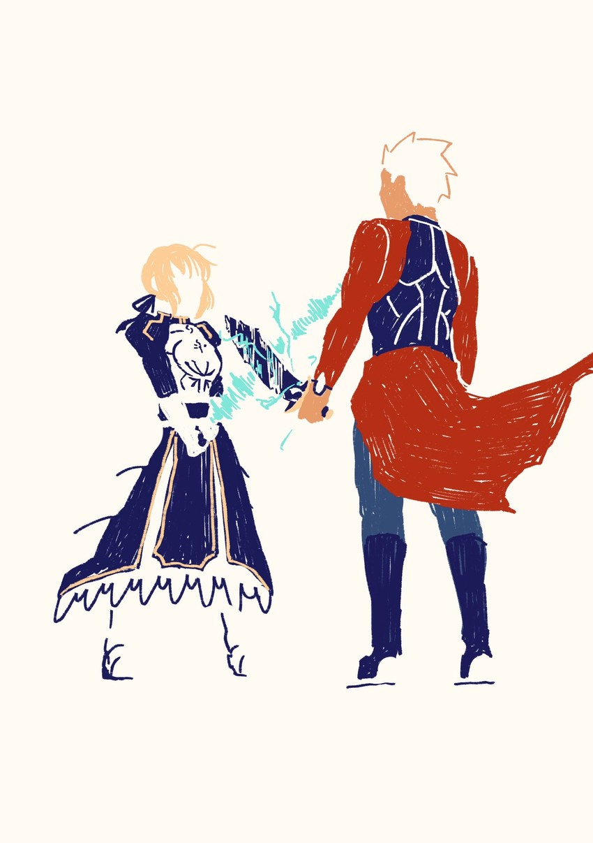 artoria pendragon, saber, and archer (fate and 1 more) drawn by yamano_udumi