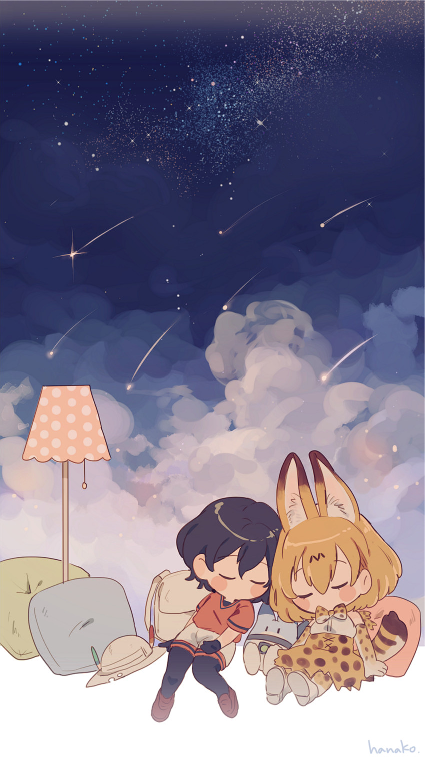serval, kaban, and lucky beast (kemono friends) drawn by hanako151