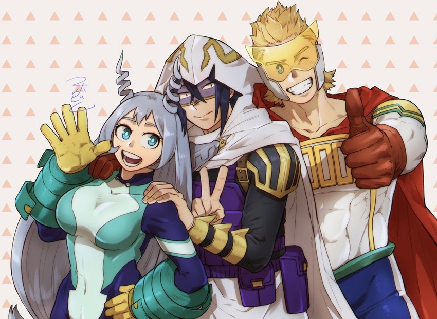 hado nejire, togata mirio, and amajiki tamaki (boku no hero academia) drawn by mahoubin_(totemo_hot_dayo)
