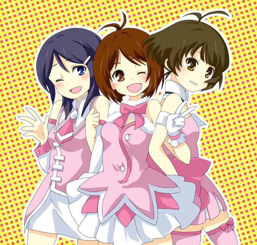 akizuki ryo, mizutani eri, and hidaka ai (idolmaster and 1 more) drawn by mitsuki_meia