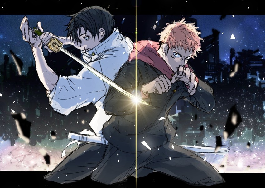 itadori yuuji and okkotsu yuuta (jujutsu kaisen) drawn by yuoekk