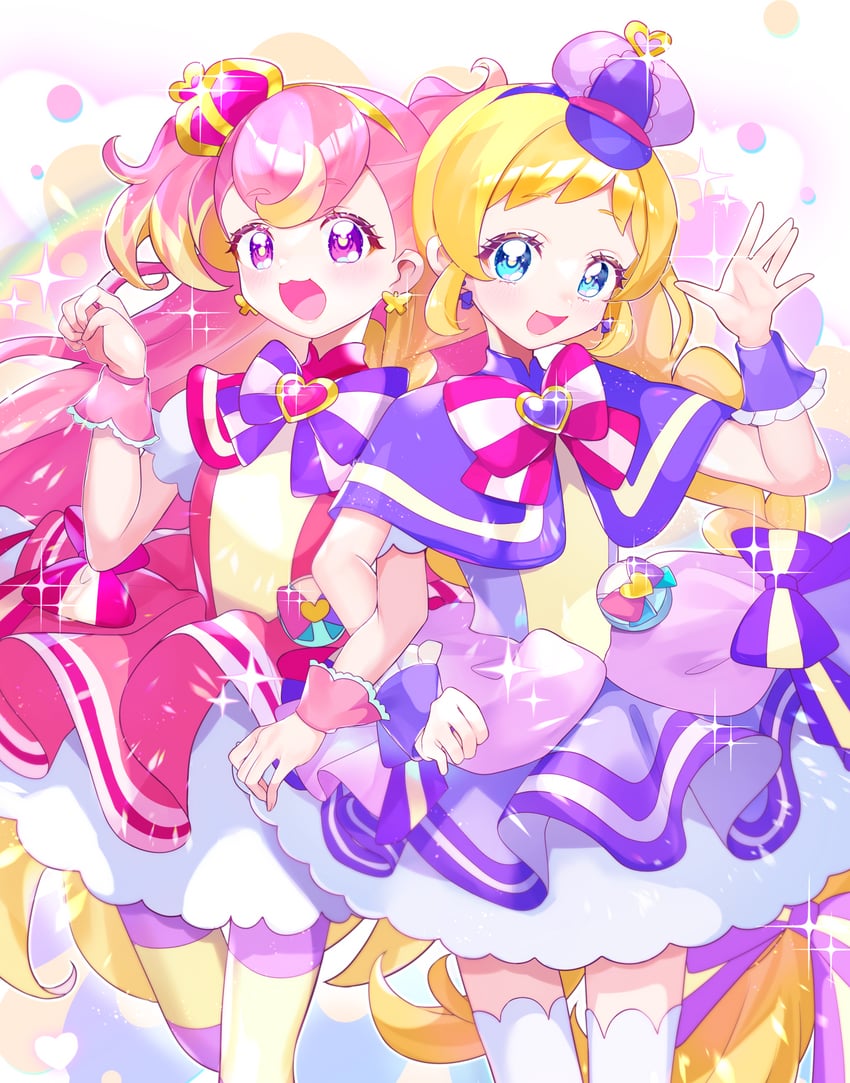 inukai komugi, inukai iroha, cure wonderful, and cure friendy (precure and 1 more) drawn by kumono_ame
