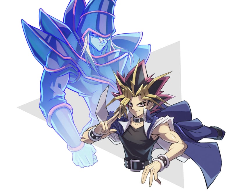 yami yugi and dark magician (yu-gi-oh! and 1 more) drawn by dandan_mong